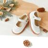 imageESTINE Toddler Kids Bow School Uniform OxfordLittle Girls Flower Dress Party ShoesE361white