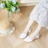 imageESTINE ToddlerLittle Kid Girls Dress Mary Jane Flats Flowers Fashion Princess Ballet ShoesE303white