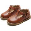imageESTINE Toddler Kids Bow School Uniform OxfordLittle Girls Flower Dress Party ShoesBrown 1