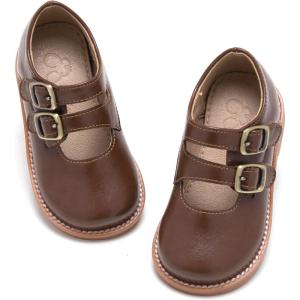 imageESTINE Toddler Kids Bow School Uniform OxfordLittle Girls Flower Dress Party Shoes383brown