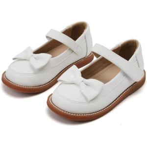 imageESTINE Toddler Kids Bow School Uniform OxfordLittle Girls Flower Dress Party Shoes78white