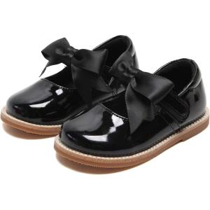 imageESTINE Toddler Kids Bow School Uniform OxfordLittle Girls Flower Dress Party ShoesBlack 2
