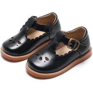 imageESTINE Toddler Kids Bow School Uniform OxfordLittle Girls Flower Dress Party ShoesBlack 4