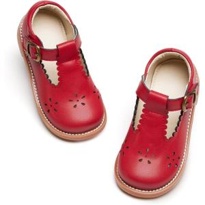 imageESTINE Toddler Kids Bow School Uniform OxfordLittle Girls Flower Dress Party ShoesE359red