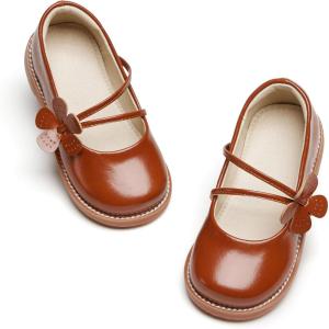 imageESTINE Toddler Kids Bow School Uniform OxfordLittle Girls Flower Dress Party ShoesE360brown