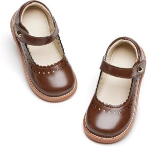 imageESTINE Toddler Kids Bow School Uniform OxfordLittle Girls Flower Dress Party ShoesE361brown