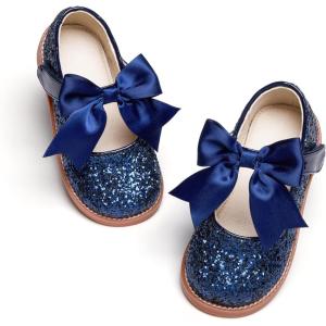 imageESTINE Toddler Kids Bow School Uniform OxfordLittle Girls Flower Dress Party ShoesE362navy Blue