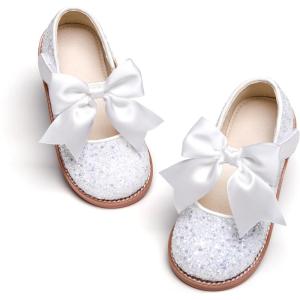 imageESTINE Toddler Kids Bow School Uniform OxfordLittle Girls Flower Dress Party ShoesE362white