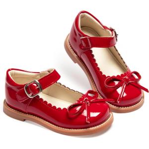 imageESTINE Toddler Kids Bow School Uniform OxfordLittle Girls Flower Dress Party ShoesE369red