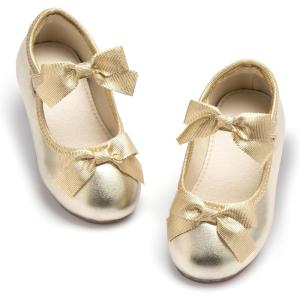 imageESTINE ToddlerLittle Kid Girls Dress Mary Jane Flats Flowers Fashion Princess Ballet ShoesE371agold