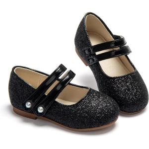 imageESTINE ToddlerLittle Kid Girls Dress Mary Jane Flats Flowers Fashion Princess Ballet ShoesE373black