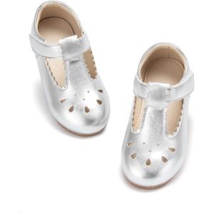 imageESTINE ToddlerLittle Kid Girls Dress Mary Jane Flats Flowers Fashion Princess Ballet ShoesE388silver