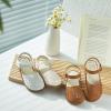 imageESTINE Toddler Girls Little Kids Close Toe Sandals  Flower Girl Dress Flats Summer ShoesEs515brown