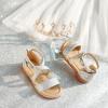 imageESTINE ToddlerLittle Kid Girls Dress Cross Strappy Open Toe Sandals Princess Flats Summer Flower Girl ShoesEs353silver