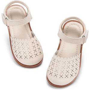 imageESTINE Toddler Girls Little Kids Close Toe Sandals  Flower Girl Dress Flats Summer ShoesEs515nude