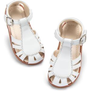 imageESTINE Toddler Girls Little Kids Close Toe Sandals  Flower Girl Dress Flats Summer ShoesEs516white