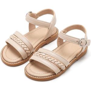 imageESTINE ToddlerLittle Kid Girls Dress Cross Strappy Open Toe Sandals Princess Flats Summer Flower Girl ShoesEs319nude