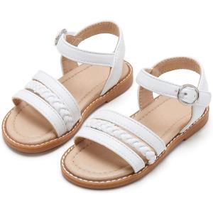 imageESTINE ToddlerLittle Kid Girls Dress Cross Strappy Open Toe Sandals Princess Flats Summer Flower Girl ShoesEs319white