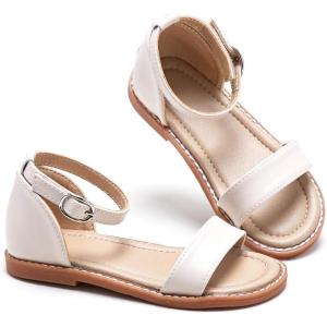 imageESTINE ToddlerLittle Kid Girls Dress Cross Strappy Open Toe Sandals Princess Flats Summer Flower Girl ShoesEs327beige