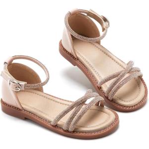 imageESTINE ToddlerLittle Kid Girls Dress Cross Strappy Open Toe Sandals Princess Flats Summer Flower Girl ShoesEs328nude