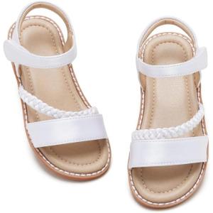 imageESTINE ToddlerLittle Kid Girls Dress Cross Strappy Open Toe Sandals Princess Flats Summer Flower Girl ShoesEs335white