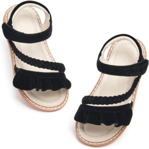imageESTINE ToddlerLittle Kid Girls Dress Cross Strappy Open Toe Sandals Princess Flats Summer Flower Girl ShoesEs336black