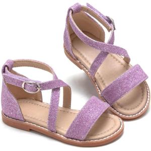 imageESTINE ToddlerLittle Kid Girls Dress Cross Strappy Open Toe Sandals Princess Flats Summer Flower Girl ShoesEs353purple