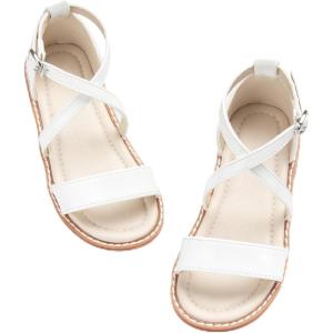 imageESTINE ToddlerLittle Kid Girls Dress Cross Strappy Open Toe Sandals Princess Flats Summer Flower Girl ShoesEs398white