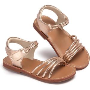imageESTINE ToddlerLittle Kid Girls Dress Cross Strappy Open Toe Sandals Princess Flats Summer Flower Girl ShoesEs399rose