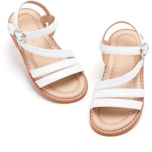 imageESTINE ToddlerLittle Kid Girls Dress Cross Strappy Open Toe Sandals Princess Flats Summer Flower Girl ShoesEs86white