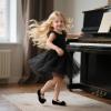 imageESTINE Mary Jane Flats for Toddler Girls Little Kids Glittery Dress Princess Wedding Ballet ShoesE368black