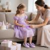 imageESTINE Mary Jane Flats for Toddler Girls Little Kids Glittery Dress Princess Wedding Ballet ShoesE375purple