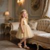 imageESTINE ToddlerLittle Kid Girls Bow Open Toe Flat Evening Dress SandalsEs506gold