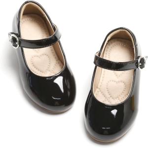imageESTINE Mary Jane Flats for Toddler Girls Little Kids Glittery Dress Princess Wedding Ballet Shoes66black