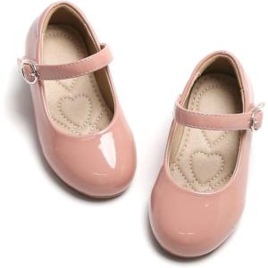 imageESTINE Mary Jane Flats for Toddler Girls Little Kids Glittery Dress Princess Wedding Ballet Shoes66pink