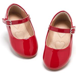 imageESTINE Mary Jane Flats for Toddler Girls Little Kids Glittery Dress Princess Wedding Ballet Shoes66red