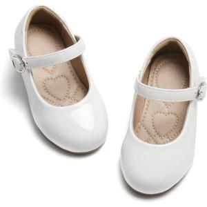 imageESTINE Mary Jane Flats for Toddler Girls Little Kids Glittery Dress Princess Wedding Ballet Shoes66white