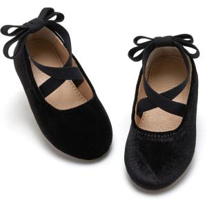 imageESTINE Mary Jane Flats for Toddler Girls Little Kids Glittery Dress Princess Wedding Ballet ShoesE302black