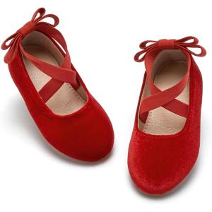 imageESTINE Mary Jane Flats for Toddler Girls Little Kids Glittery Dress Princess Wedding Ballet ShoesE302red