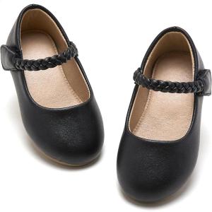 imageESTINE Mary Jane Flats for Toddler Girls Little Kids Glittery Dress Princess Wedding Ballet ShoesE309black