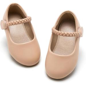 imageESTINE Mary Jane Flats for Toddler Girls Little Kids Glittery Dress Princess Wedding Ballet ShoesE309nude