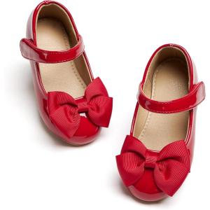 imageESTINE Mary Jane Flats for Toddler Girls Little Kids Glittery Dress Princess Wedding Ballet ShoesE310red