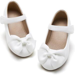 imageESTINE Mary Jane Flats for Toddler Girls Little Kids Glittery Dress Princess Wedding Ballet ShoesE310white