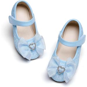 imageESTINE Mary Jane Flats for Toddler Girls Little Kids Glittery Dress Princess Wedding Ballet ShoesE358blue