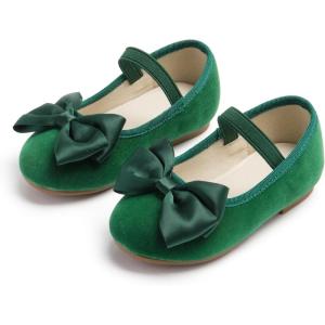 imageESTINE Mary Jane Flats for Toddler Girls Little Kids Glittery Dress Princess Wedding Ballet ShoesE368green