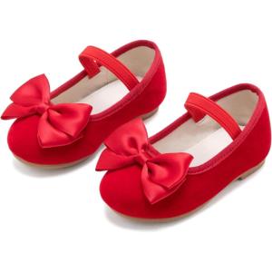 imageESTINE Mary Jane Flats for Toddler Girls Little Kids Glittery Dress Princess Wedding Ballet ShoesE368red