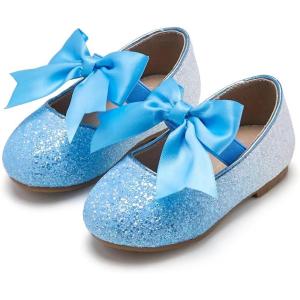 imageESTINE Mary Jane Flats for Toddler Girls Little Kids Glittery Dress Princess Wedding Ballet ShoesE375blue
