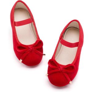 imageESTINE Mary Jane Flats for Toddler Girls Little Kids Glittery Dress Princess Wedding Ballet ShoesE376red
