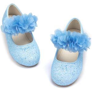 imageESTINE Mary Jane Flats for Toddler Girls Little Kids Glittery Dress Princess Wedding Ballet ShoesE379blue