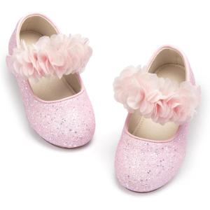imageESTINE Mary Jane Flats for Toddler Girls Little Kids Glittery Dress Princess Wedding Ballet ShoesE379pink